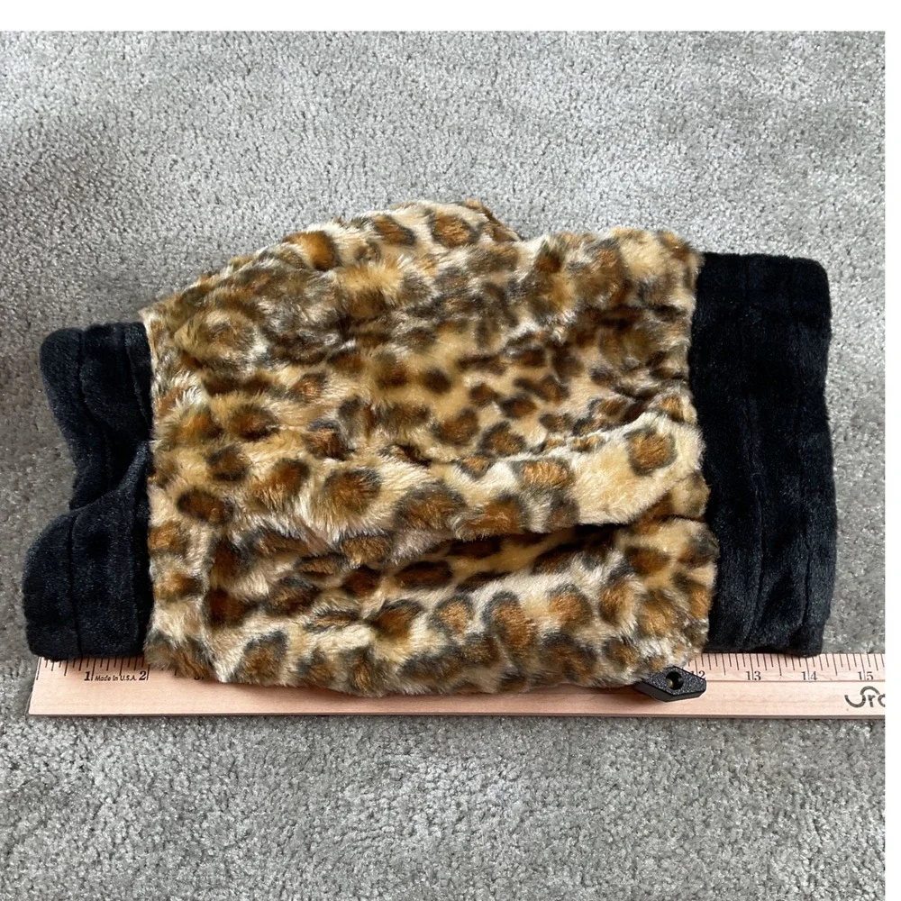 CozyPet Leopard Print Dog‎ Coat Jacket Black Trim Soft Furry Size 2 Medium